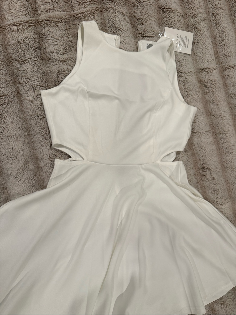 Sleeveless White Cutout Mini Dress